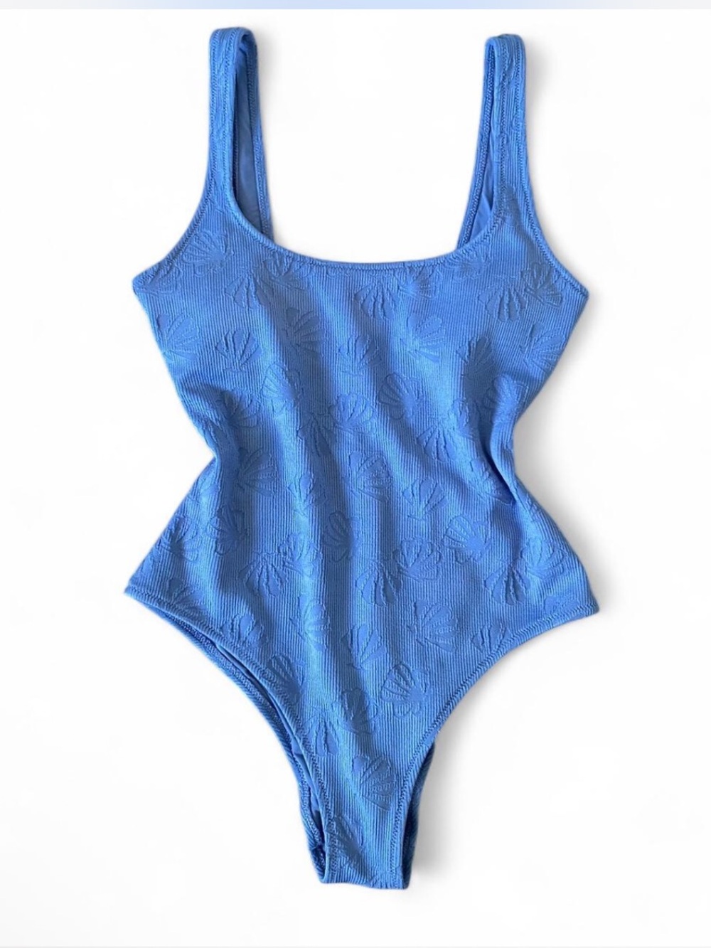 aerie Blue Textured seashell One-Piece Swimsuit cheeky